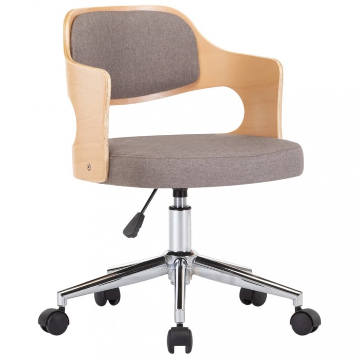 Scaun de masa pivotant, gri taupe, lemn curbat/material textil
