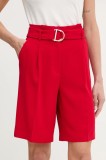 Morgan pantaloni scurți culoarea roșu, uni, high waist, SHESTY.F