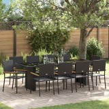 vidaXL Set de masă pentru grădină 11 pcs Negru Rattan poli