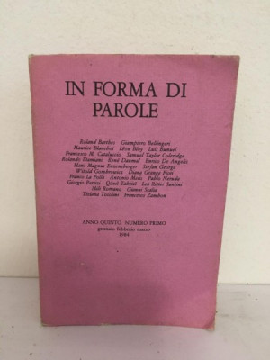 In Forma Di Parole - Anno Quinto Numero Primo. Gennaio Febbraio Marzo 1984 foto