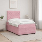 Cumpara ieftin Pat boxspring cu saltea cu headboard Roz 120 x 190 cm Catifea
