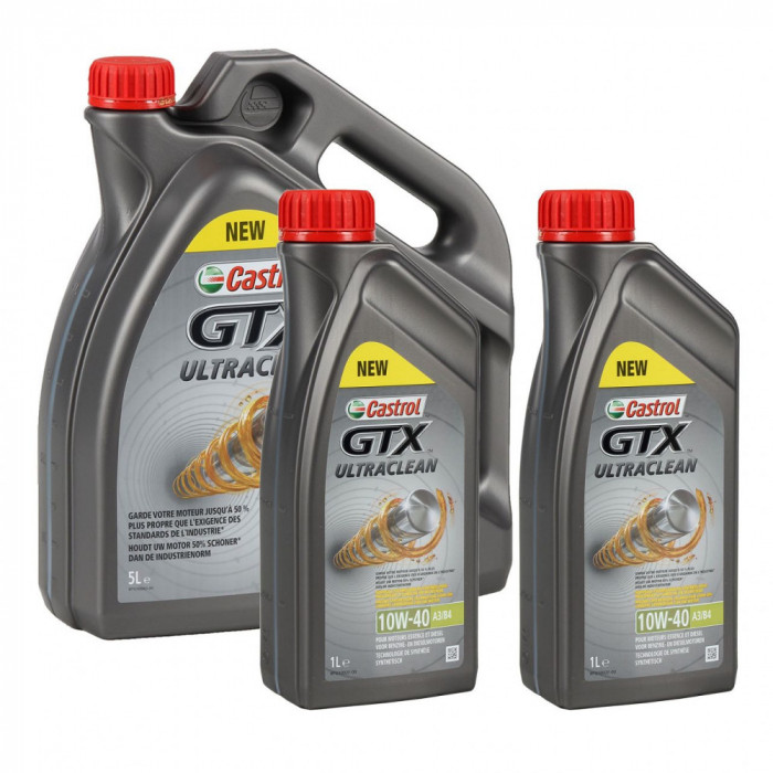 Set Ulei Motor Castrol GTX Ultraclean 10W-40 5L 15A4D4 + 2 Buc Ulei Motor Castrol GTX Ultraclean 10W-40 1L 15A4CF