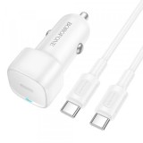 Incarcator Auto Cu Cablu USB-C Borofone BZ34A Cloud, 20W, 3A, 1 x USB-C, Alb