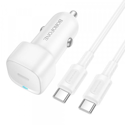 Incarcator Auto Cu Cablu USB-C Borofone BZ34A Cloud, 20W, 3A, 1 x USB-C, Alb foto