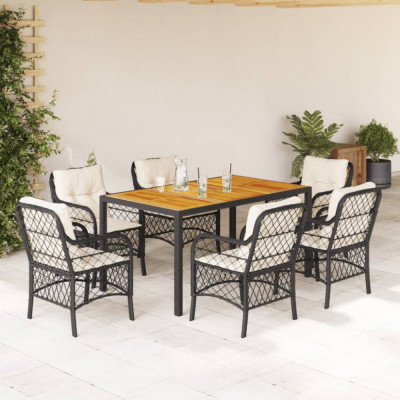 Set mobilier de gradina cu perne, 7 piese, negru, poliratan GartenMobel Dekor foto