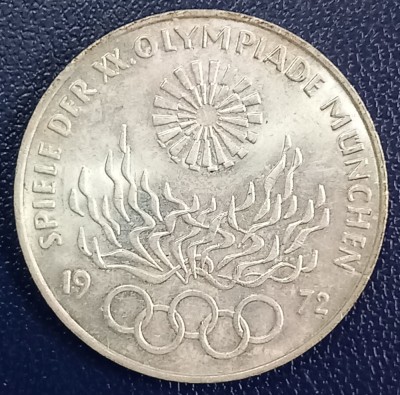 (A1047) MONEDA DIN ARGINT GERMANIA - 10 MARK 1972, LIT. D, OLIMPIADA DE LA MUNCHEN foto
