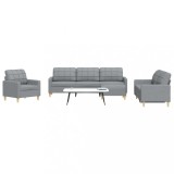 VidaXL Set canapele cu taburet, 4 piese, gri deschis, textil