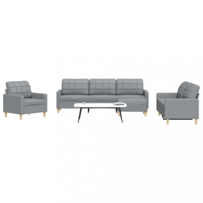 vidaXL Set canapele cu taburet, 4 piese, gri deschis, textil foto