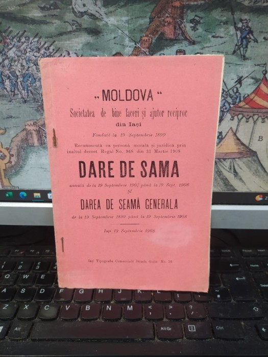 Moldova, Societatea de bine faceri și ajutor reciproc din Iași, Dare de seamă anuală 1907-1908 și Darea de seamă generală 1899-1908, Iași 1908, 013