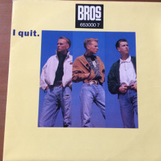 bros i quit. 1988 single disc 7" vinyl 45 RPM muzica synth pop cbs holland vg+