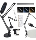 Lampa de birou LED USB cu brat pivotant si 2 optiuni de montare