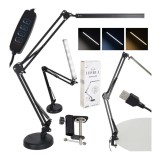 Lampa de birou LED USB cu brat pivotant si 2 optiuni de montare