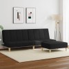 VidaXL Canapea extensibilă cu taburet, 2 locuri, negru, textil 3258140