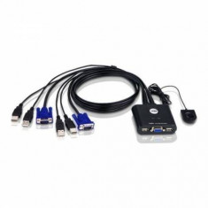 Switch KVM Aten CS22U 2 porturi USB Cablu 2 x 0.9 m Negru foto