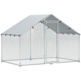 PawHut Cușcă pentru pui, mare cușcă din metal cu acoperire impermeabilă și anti-UV, cușcă pentru 5-8 pui, 3 x 1,7 x 1,9m | Aosom Romania