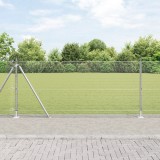 VidaXL Gard din s&acirc;rmă sudată cu 13 posturi flansate 0,8x50 m Oțel galvanizat