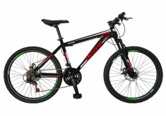 Bicicleta MTB HT 24 FIVE Velar cadru otel culoare negru rosu foto