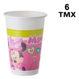 Pahare Plastic, Minnie, Set 6 Bucăți, Capacitate 200ml, Multicolor, Oem