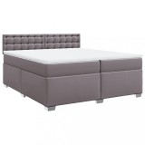 Cumpara ieftin Pat continental cu saltea, gri, 200x200 cm, piele ecologica