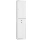 HOMCOM Dulap de baie tip coloană 180 cm cu coș de rufe rabatabil, alb | Aosom Romania