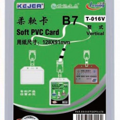 Buzunar Pvc Flexibil, Pentru Id Carduri, 91 X 128mm, Vertical, 5 Buc/set, Kejea - Transparent