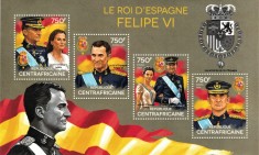 AFRICA CENTRALA 2014 - Regele Spaniei, Felipe VI /set complet - colita + bloc MNH (2 imagini)