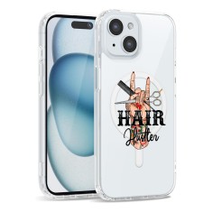 Husa pentru apple iphone 15, atasare magnetica, magsafe, hair hustler, clear foto