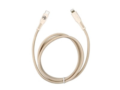 Cablu Tellur Green Type-C to Lightning, 2.4A, PD20W, 1m, nailon, crem foto