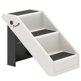 PawHut Scară pentru C&acirc;ini și Pisici cu 3 Trepte Antiderapante, Design Pliabil cu Capacitate de 10 kg, Crem | Aosom Romania