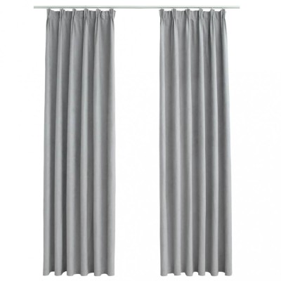 Draperii opace cu carlige, 2 buc., gri, 140 x 175 cm foto