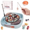 Joc Educativ de Pescuit, cu 2 Undite, Pesti Colorati, 27 Accesorii, Efecte Sonore, Baza Rotativa, pentru Copii, Fete si Baieti, + 3 ani, 24 x 24 cm, M