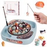 Joc Educativ de Pescuit, cu 2 Undite, Pesti Colorati, 27 Accesorii, Efecte Sonore, Baza Rotativa, pentru Copii, Fete si Baieti, + 3 ani, 24 x 24 cm, M