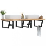 vidaXL Raft pentru lavoar montat pe perete, oțel și lemn masiv acacia 3302919