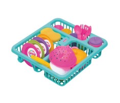 Set accesorii de bucatarie pentru copii cu uscator de vase si vesela