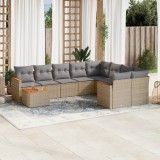 vidaXL Set canapele de grădină, 10 piese, cu perne, bej, poliratan 3226318