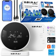 Termostat de ambient Smart HeatSense by BIRAI&reg;, Wireless, Controlat Prin Internet/Smartphone, Compatibil Cu Orice Centrala Termica Pe Gas, Receiver in