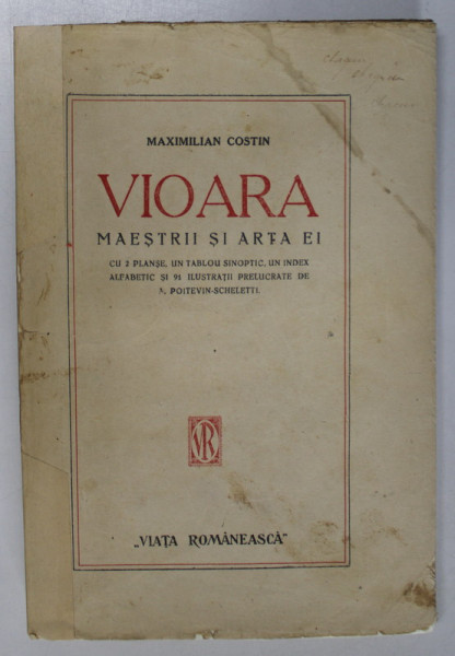 VIOARA. MAESTRII SI ARTA EI de MAXIMILIAN COSTIN 1920