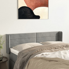 vidaXL Tăblie de pat cu aripioare gri deschis 147x16x78/88 cm catifea