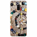 Husa silicon pentru Samsung S9 Plus, Colorful Buttons Spiral Wood Deck