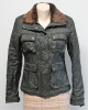 Geaca Belstaff gri cu guler si mansete din blana, Nylon, S/M