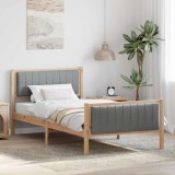 VidaXL Cadru de pat Maro și gri deschis 100 x 200 cm Lemn masiv de pin 878489