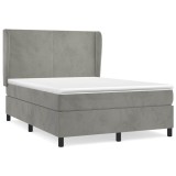 Cumpara ieftin Pat box spring cu saltea, gri deschis, 140x200 cm, catifea