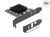 PCI Express 1 x USB Type C 20 Gbps + 2 x USB-A 10 Gbps - LPFF, Delock 90891