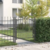 vidaXL Poartă de gard cu țepi Gri 100 x 100 cm Oțel vopsit &icirc;n pulbere 42009017