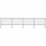 VidaXL Gard de grădină cu v&acirc;rf curbat, negru, 6,8 x 1,2 m, oțel