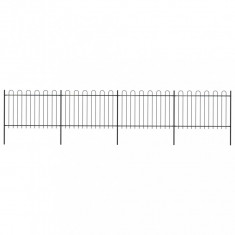 vidaXL Gard de grădină cu vârf curbat, negru, 6,8 x 1,2 m, oțel