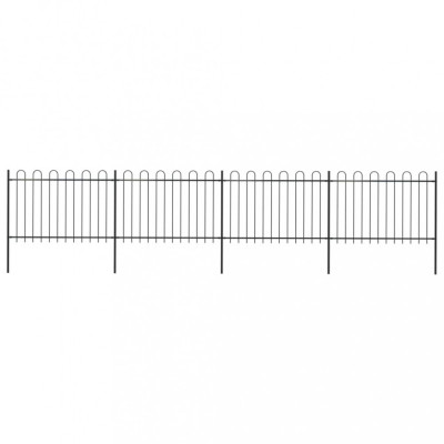 vidaXL Gard de grădină cu v&amp;acirc;rf curbat, negru, 6,8 m, oțel foto
