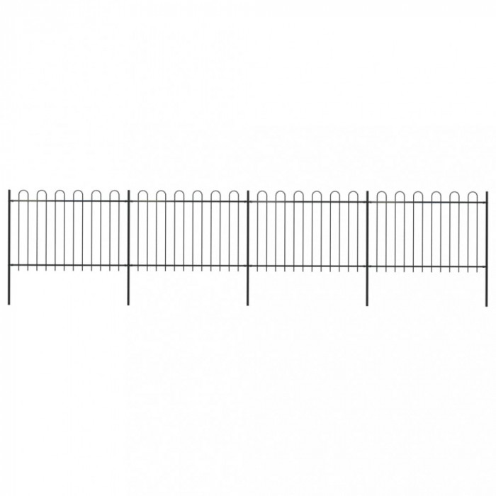 Gard de gradina cu varf curbat, negru, 6,8 m, otel GartenMobel Dekor