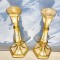 D586- 2 Sfesnice vechi bronz masiv aurit cu sidef anii 1900.