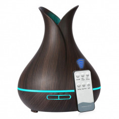 Difuzor/umidificator aromaterapie fabricat din lemn,control cu telecomanda foto